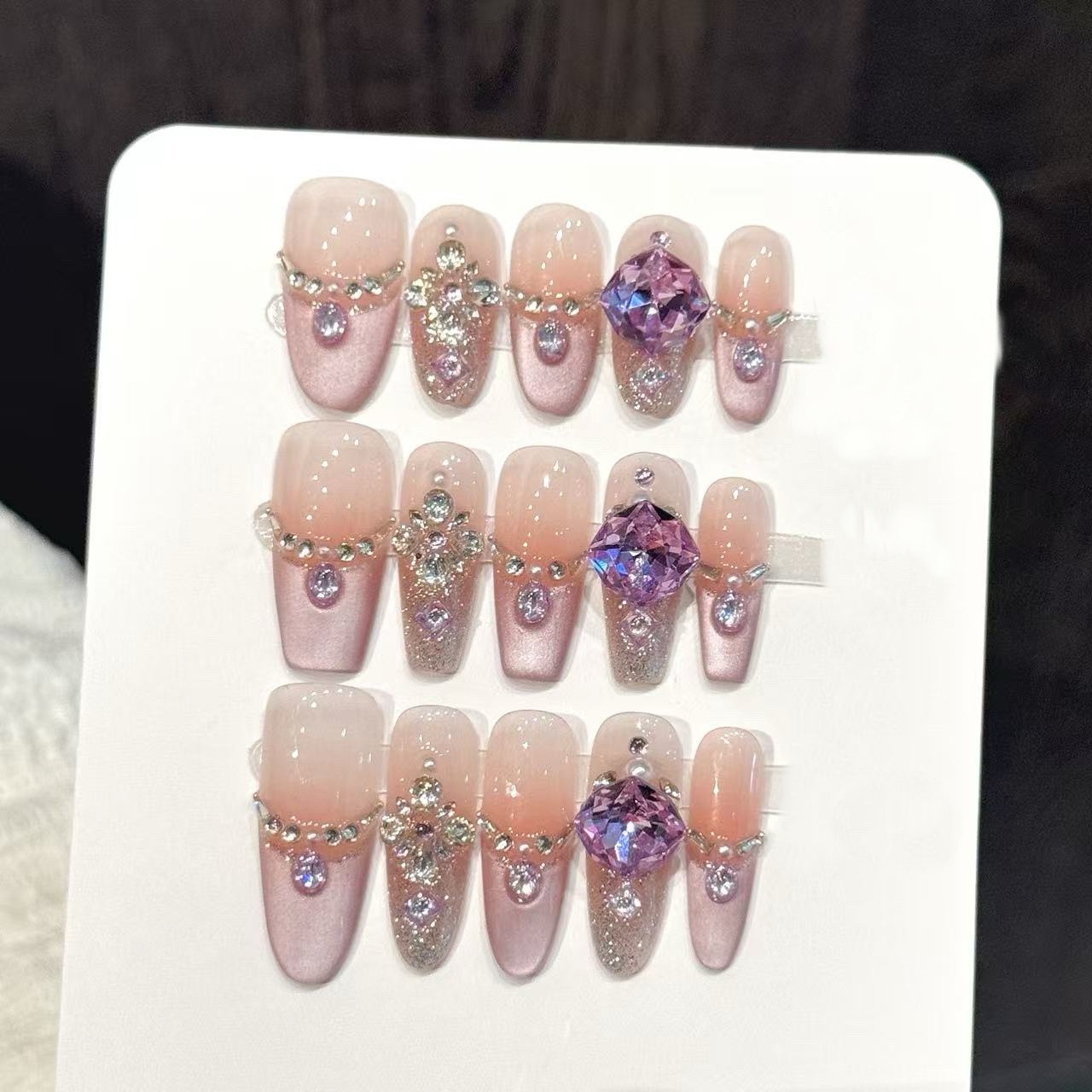 Resin Art Purple - 10 faux ongles en forme de