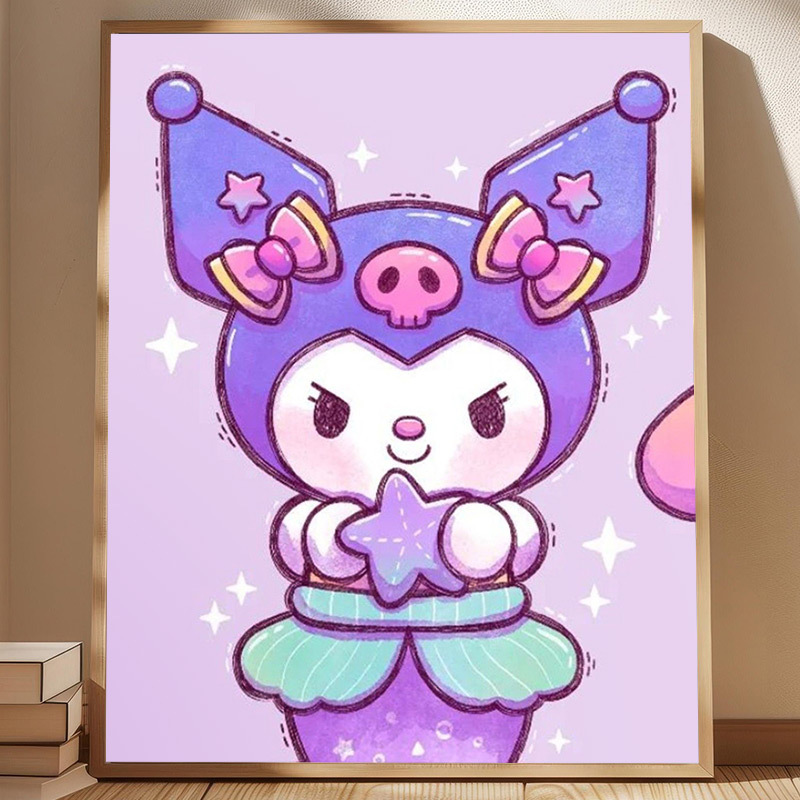 Resin Art Purple - Diamant carré complet, sans cadre, Sanrio