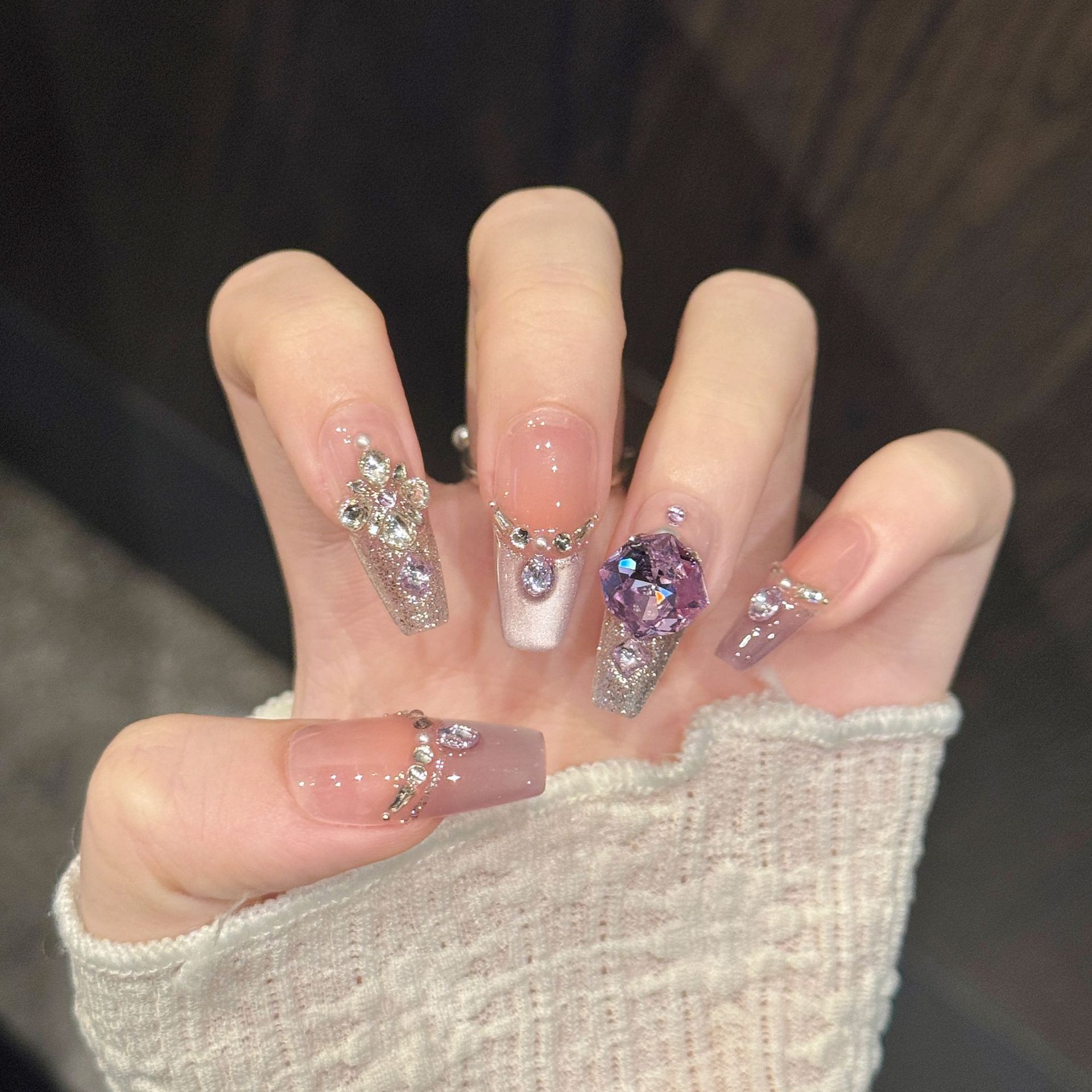 10 faux ongles en forme de cer - Resin Art Purple avis et prix
