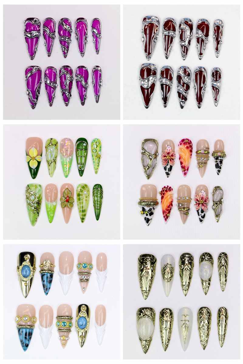10 faux ongles longs en forme  - Resin Art Purple avis et prix