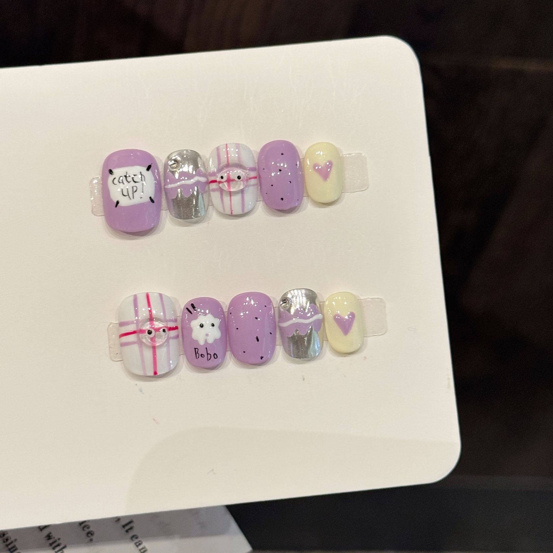 10 pièces de faux ongles ronds - Resin Art Purple avis et prix